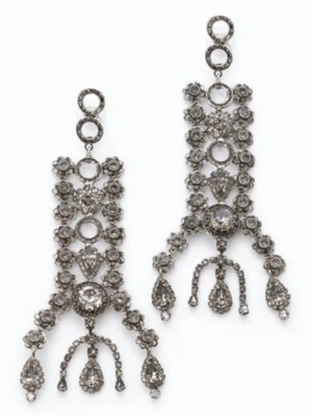 DYLANLEX Dakota Crystal Chandelier Earrings Antique Silver Tone - Picture 2 of 6